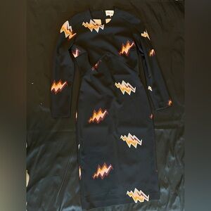 Bimbo Y Lola Stylish Black and Multicolor Patterned Dress